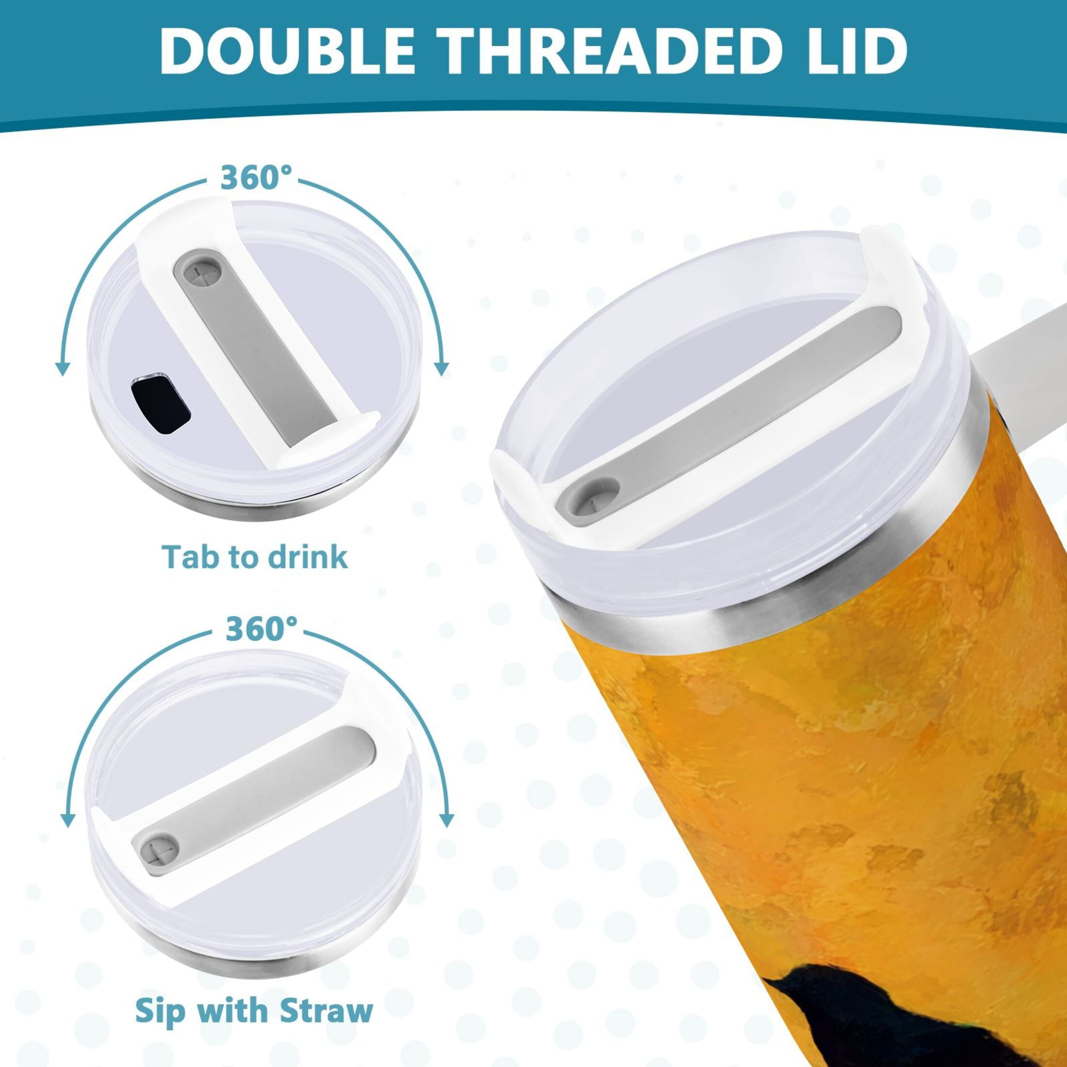 30 oz Insulated Stainless Steel Tumbler Double Wall Stainless Steel Tumbler with 2-Way Drinking Birds on A Wire M613K