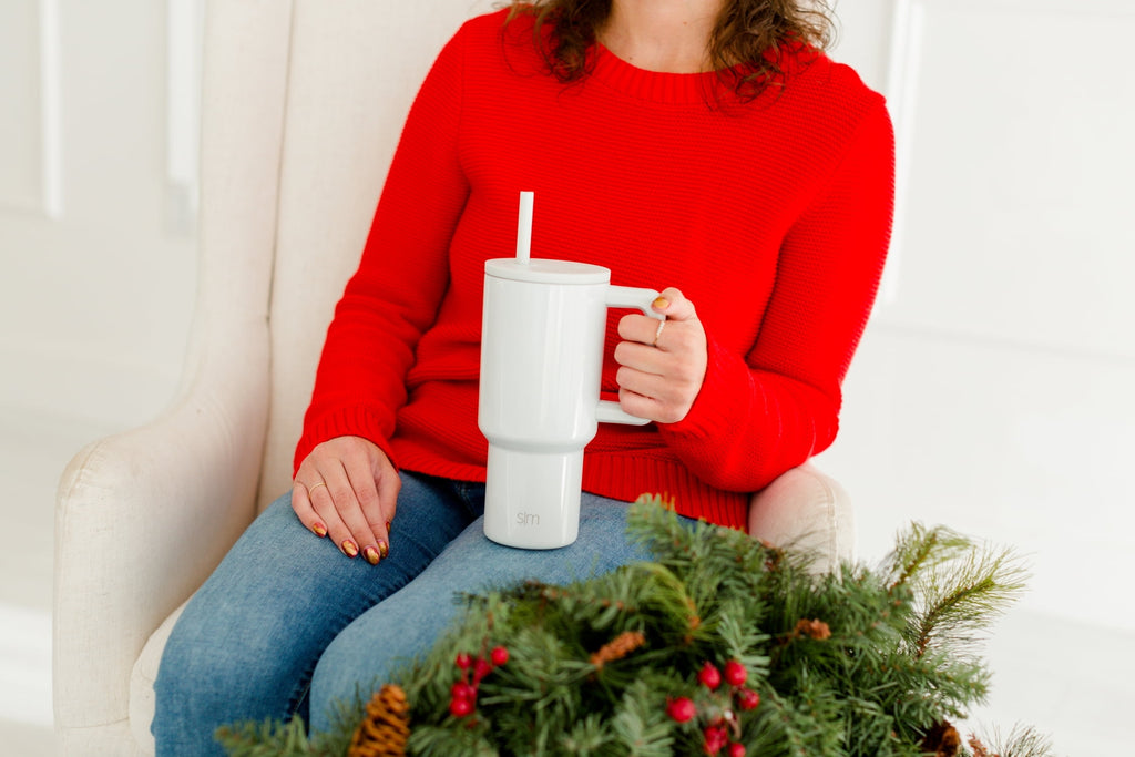 Simple Modern 30 fl oz Insulated Stainless Steel Trek Tumbler with Straw Lid | Seaglass Sage and Cream Checkmate M690W