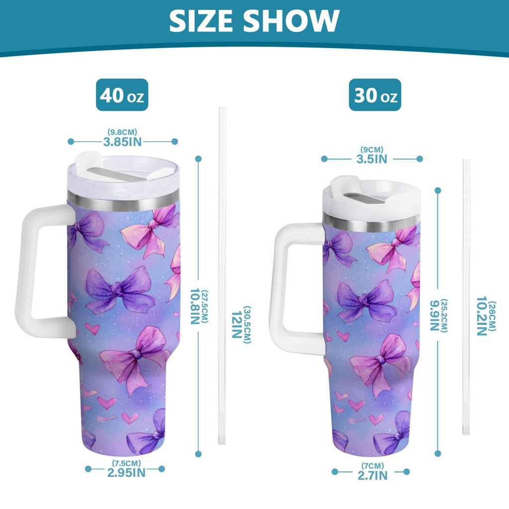 30 oz Insulated Stainless Steel Tumbler Double Wall Stainless Steel Tumbler with 2-Way Drinking Watercolor Bows Pattern M627Q