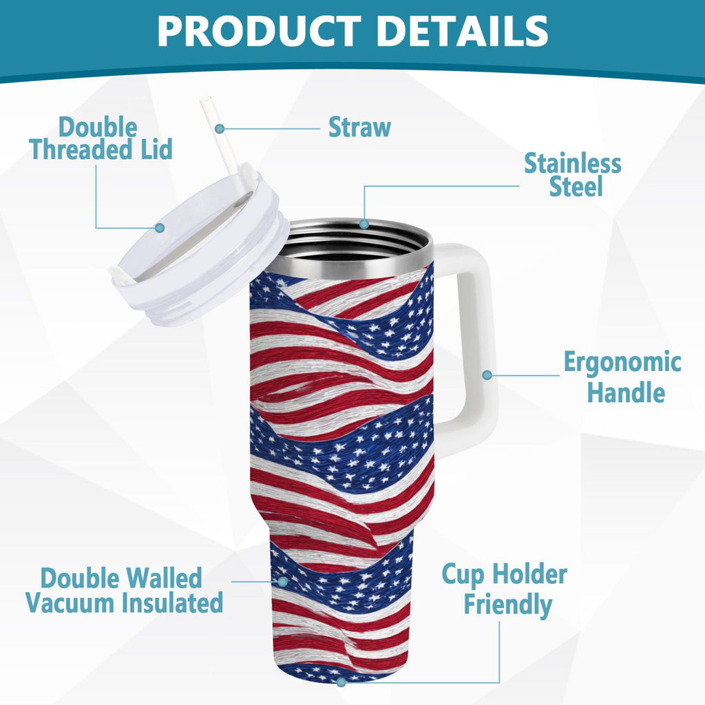 30 oz Insulated Stainless Steel Tumbler Double Wall Stainless Steel Tumbler with 2-Way Drinking Flags Wave Pattern M536U
