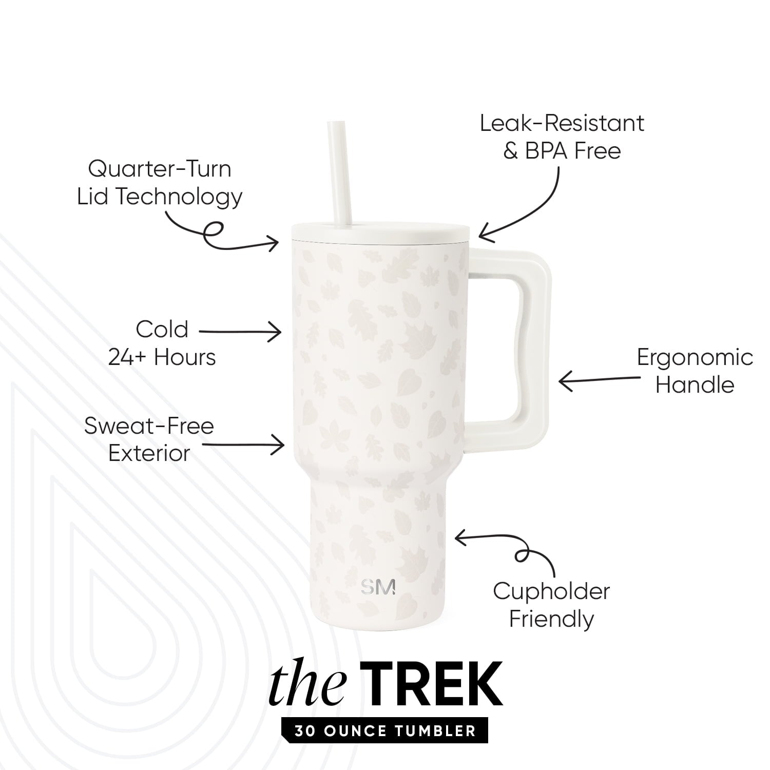 Simple Modern 30 fl oz Insulated Stainless Steel Trek Tumbler with Straw Lid | Seaglass Sage and Cream Checkmate M690W