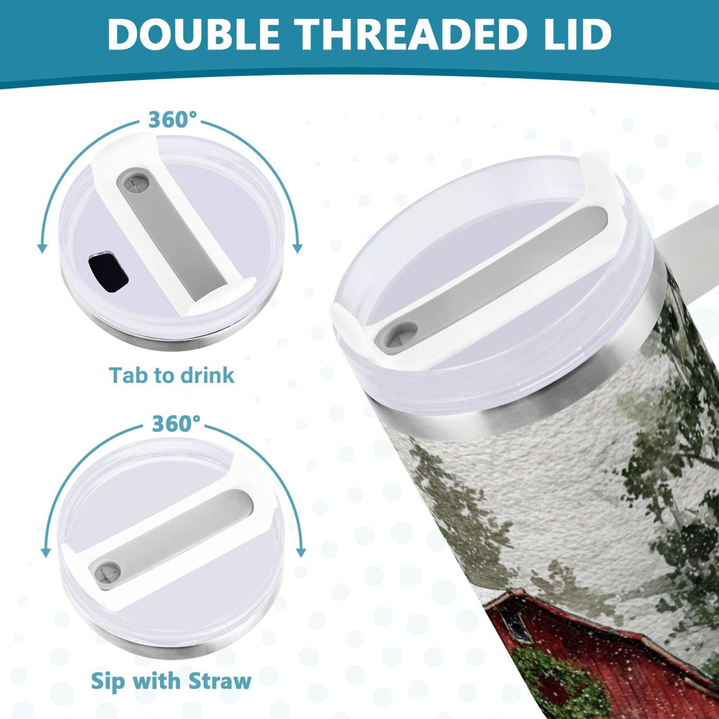 30 oz Insulated Stainless Steel Tumbler Double Wall Stainless Steel Tumbler with 2-Way Drinking Old Red Barn M592D