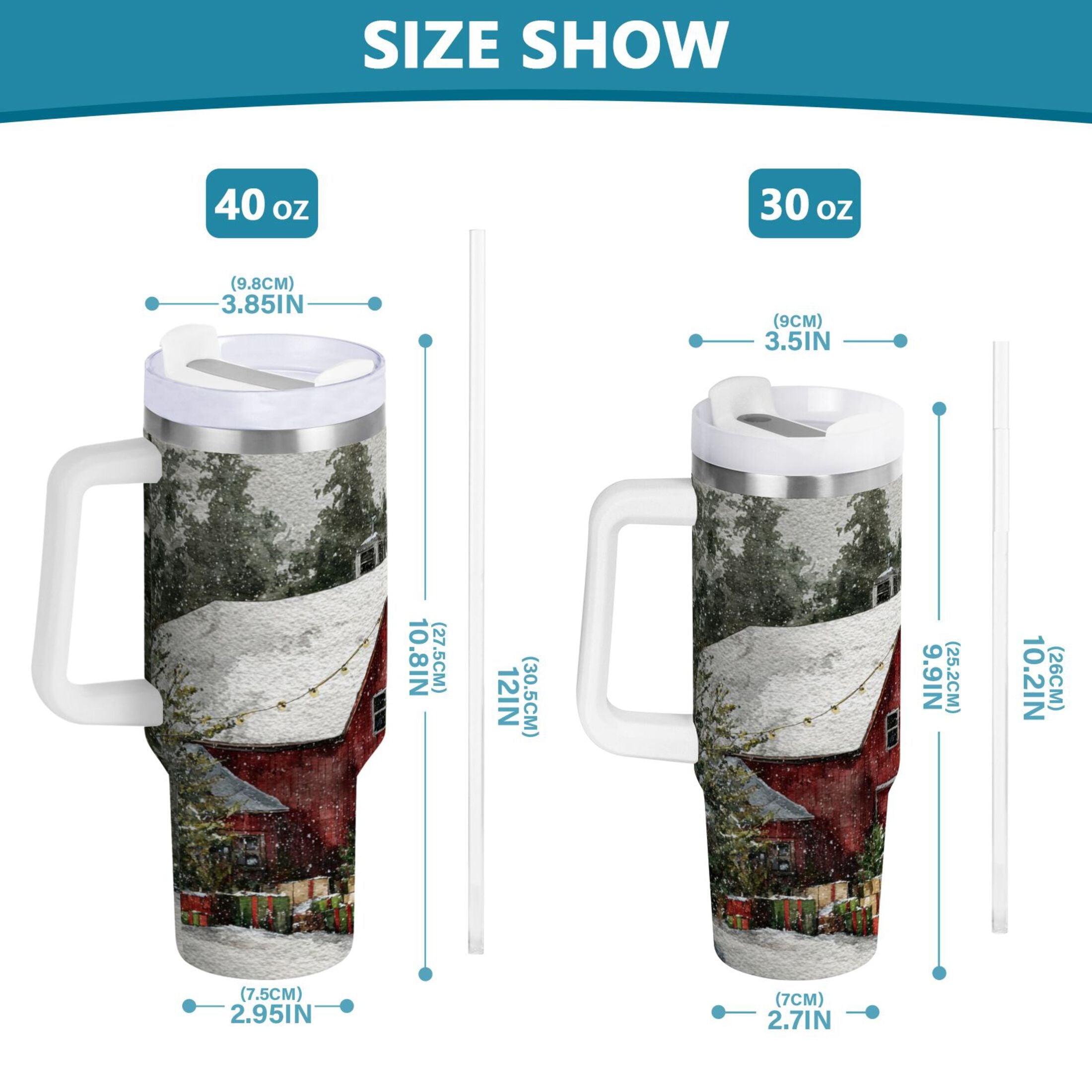 30 oz Insulated Stainless Steel Tumbler Double Wall Stainless Steel Tumbler with 2-Way Drinking Old Red Barn M592D
