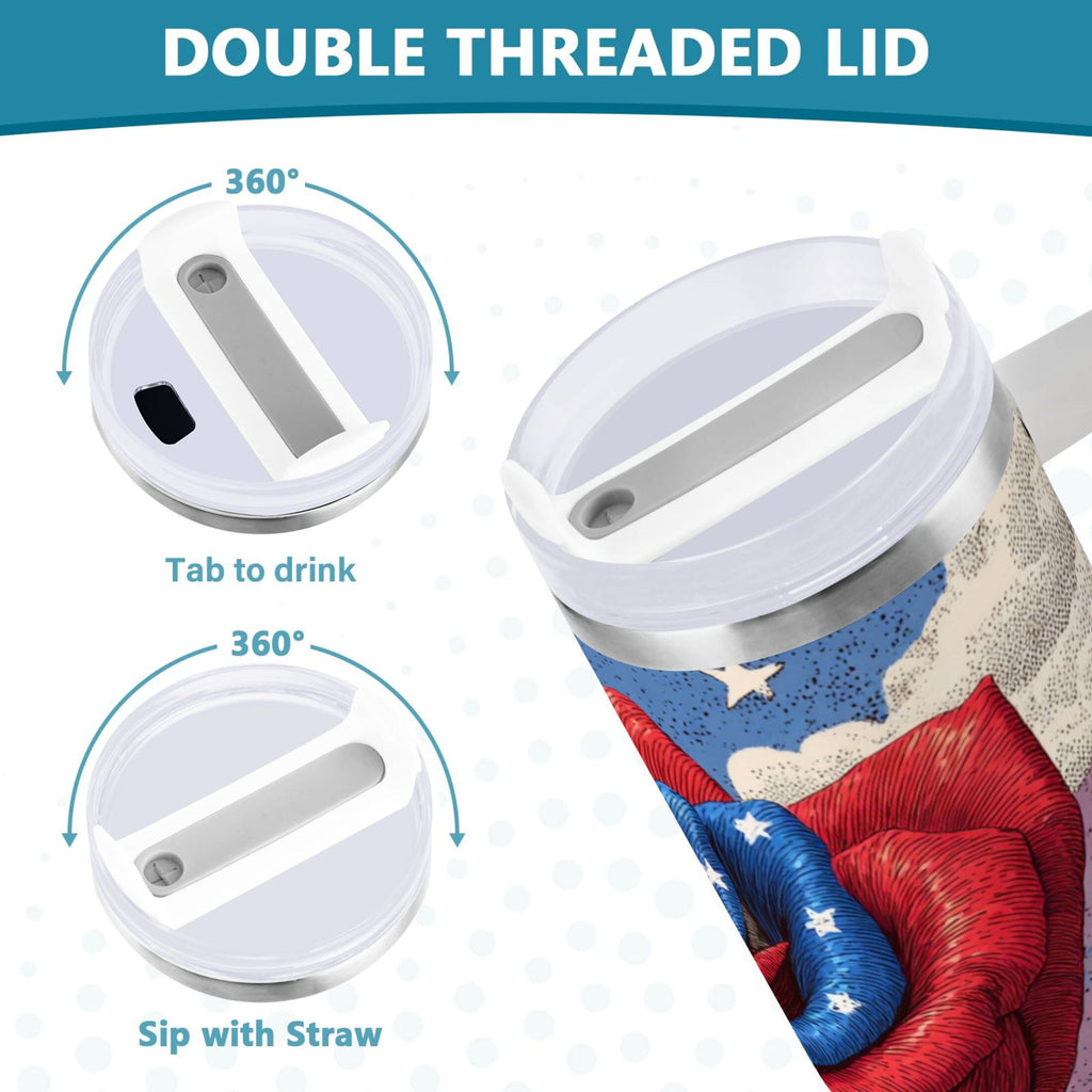 40 oz Insulated Stainless Steel Tumbler Double Wall Stainless Steel Tumbler with 2-Way Drinking Roses and Clouds M523Q