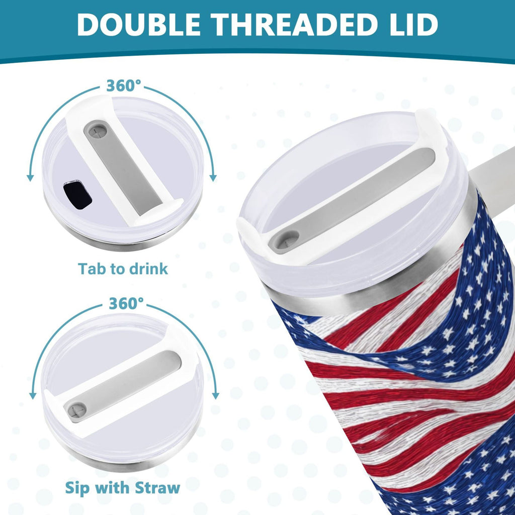 30 oz Insulated Stainless Steel Tumbler Double Wall Stainless Steel Tumbler with 2-Way Drinking Flags Wave Pattern M536U
