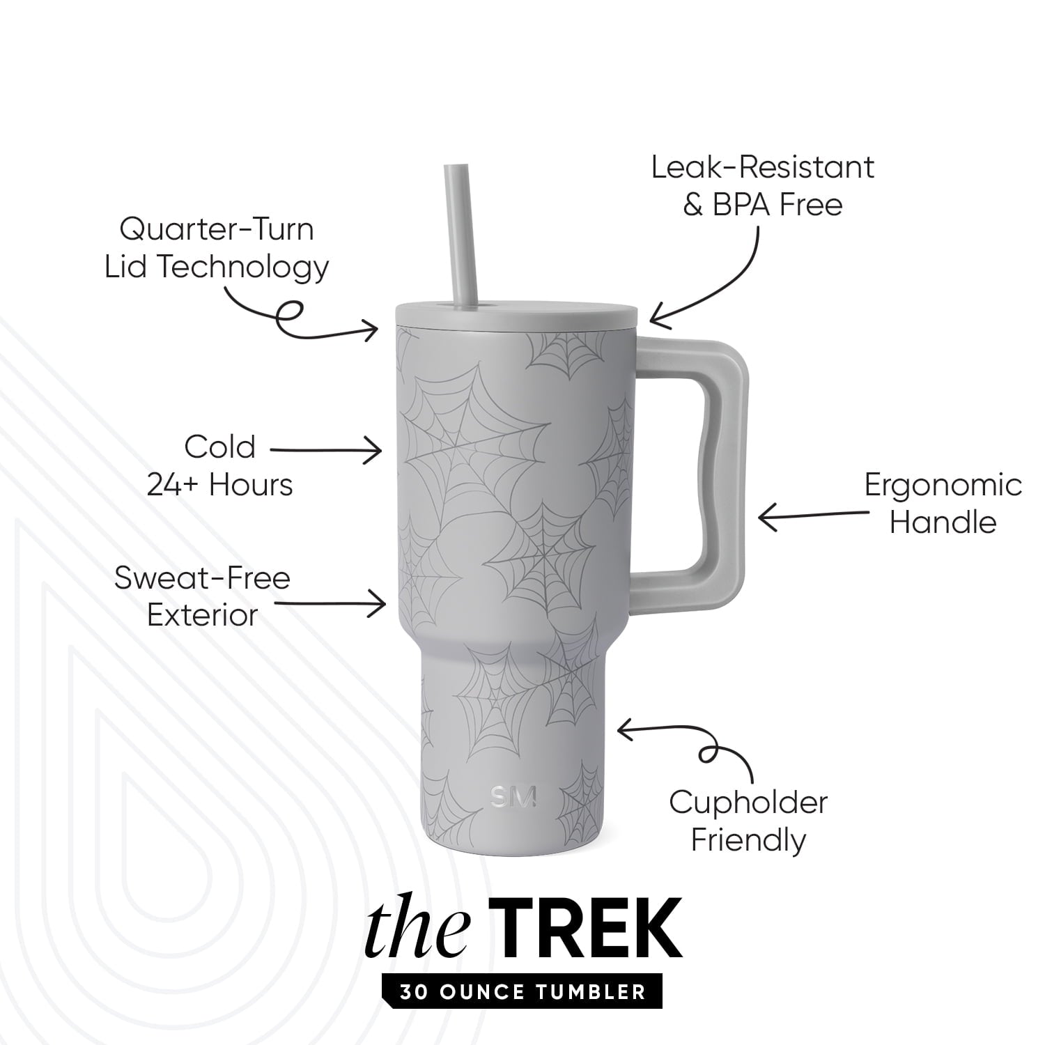 Simple Modern 30 fl oz Insulated Stainless Steel Trek Tumbler with Straw Lid | Seaglass Sage and Cream Checkmate M690W