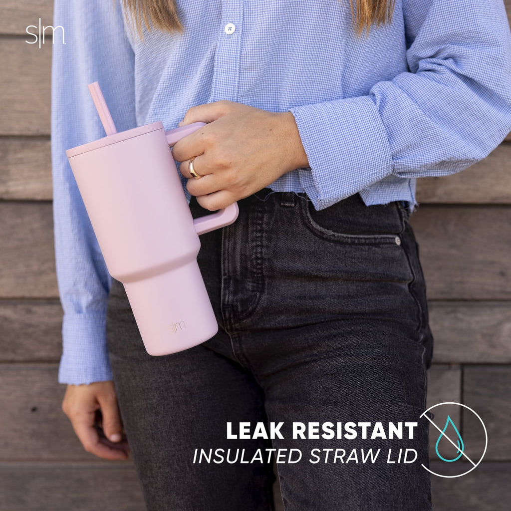 Simple Modern 30 fl oz Insulated Stainless Steel Trek Tumbler with Straw Lid | Seaglass Sage and Cream Checkmate M690W