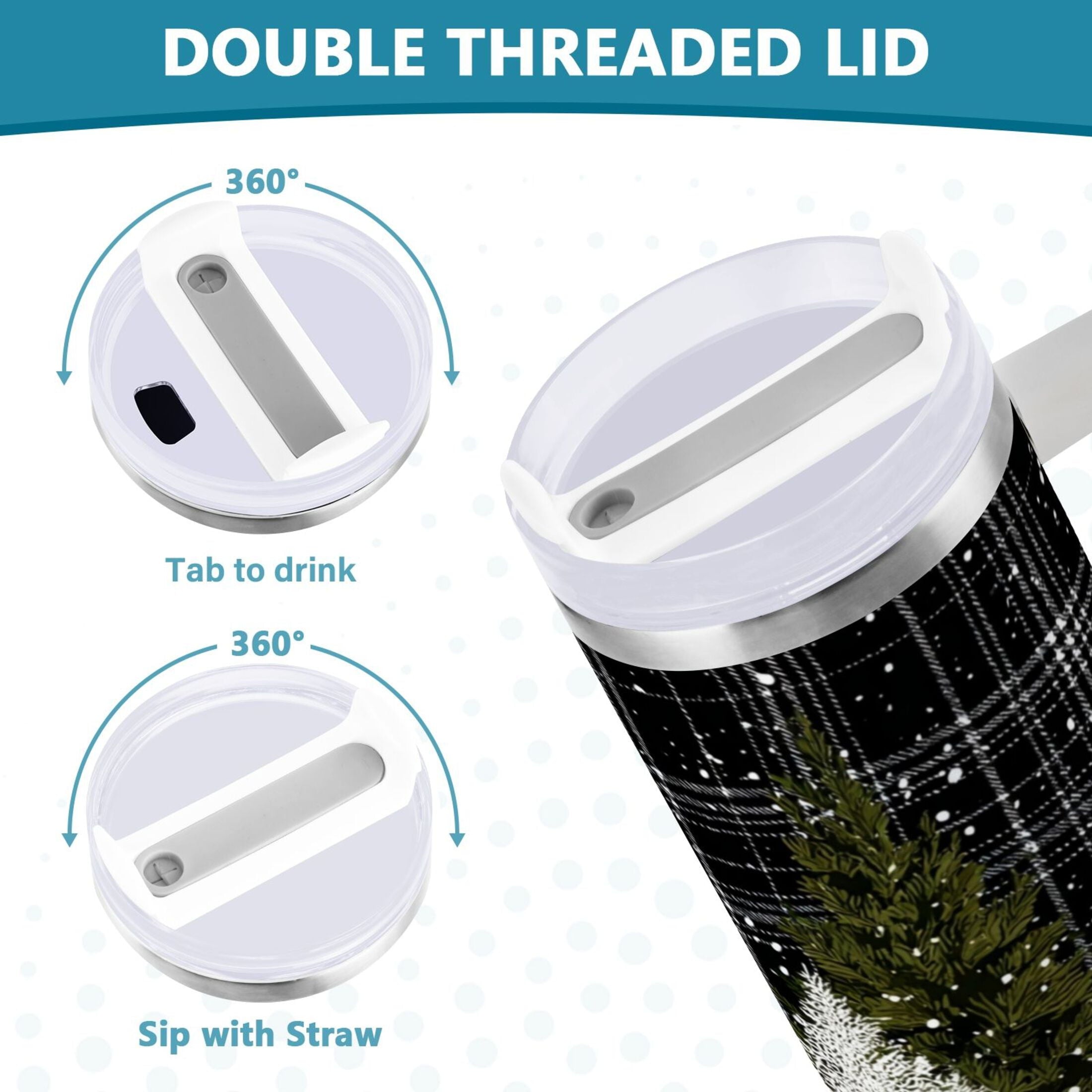 40 oz Insulated Stainless Steel Tumbler Double Wall Stainless Steel Tumbler with 2-Way Drinking Red Truck with Christmas Tree M669K