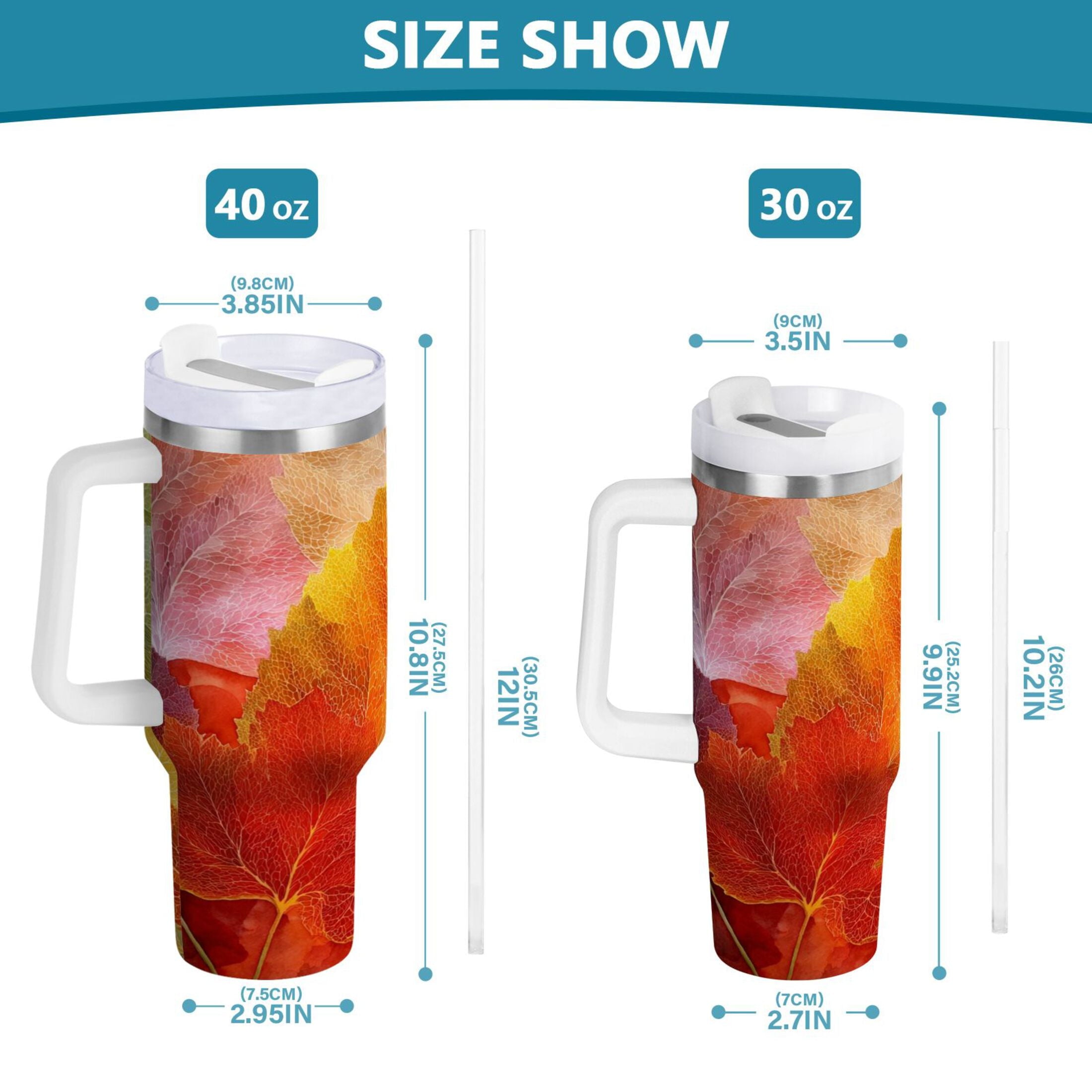 30 oz Insulated Stainless Steel Tumbler Double Wall Stainless Steel Tumbler with 2-Way Drinking Various Shades Autumn Leaves M590J