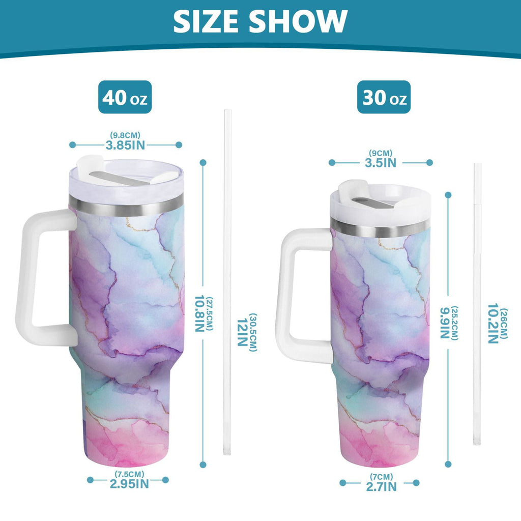 30 oz Insulated Stainless Steel Tumbler Double Wall Stainless Steel Tumbler with 2-Way Drinking Pastel Pink Marble Texture M614N