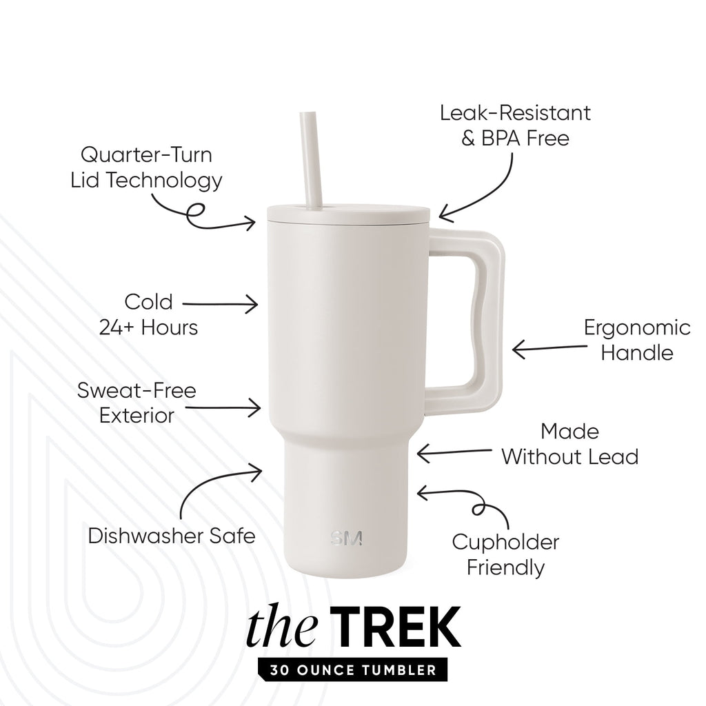 Simple Modern 30 fl oz Insulated Stainless Steel Trek Tumbler with Straw Lid | Seaglass Sage and Cream Checkmate M690W