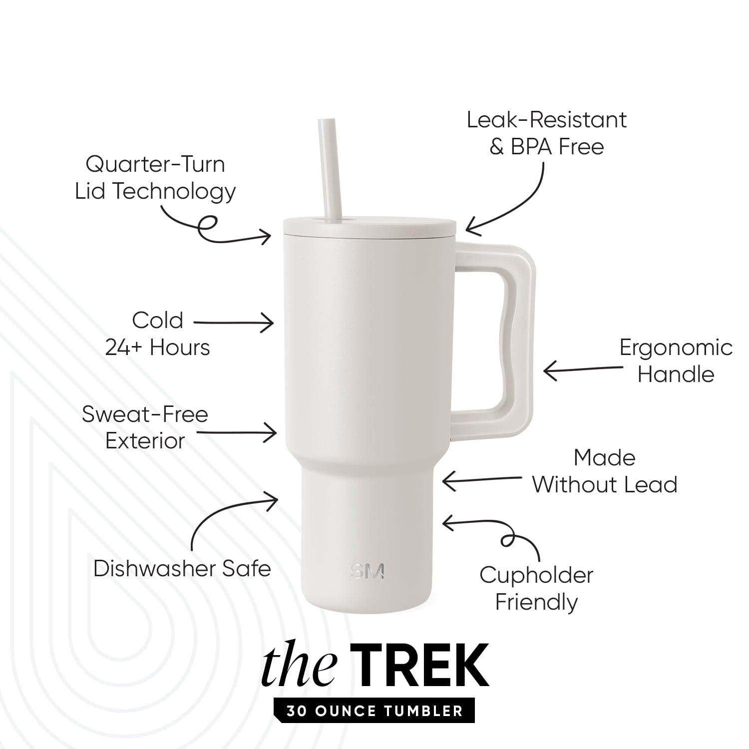 Simple Modern 30 fl oz Insulated Stainless Steel Trek Tumbler with Straw Lid | Seaglass Sage and Cream Checkmate M690W