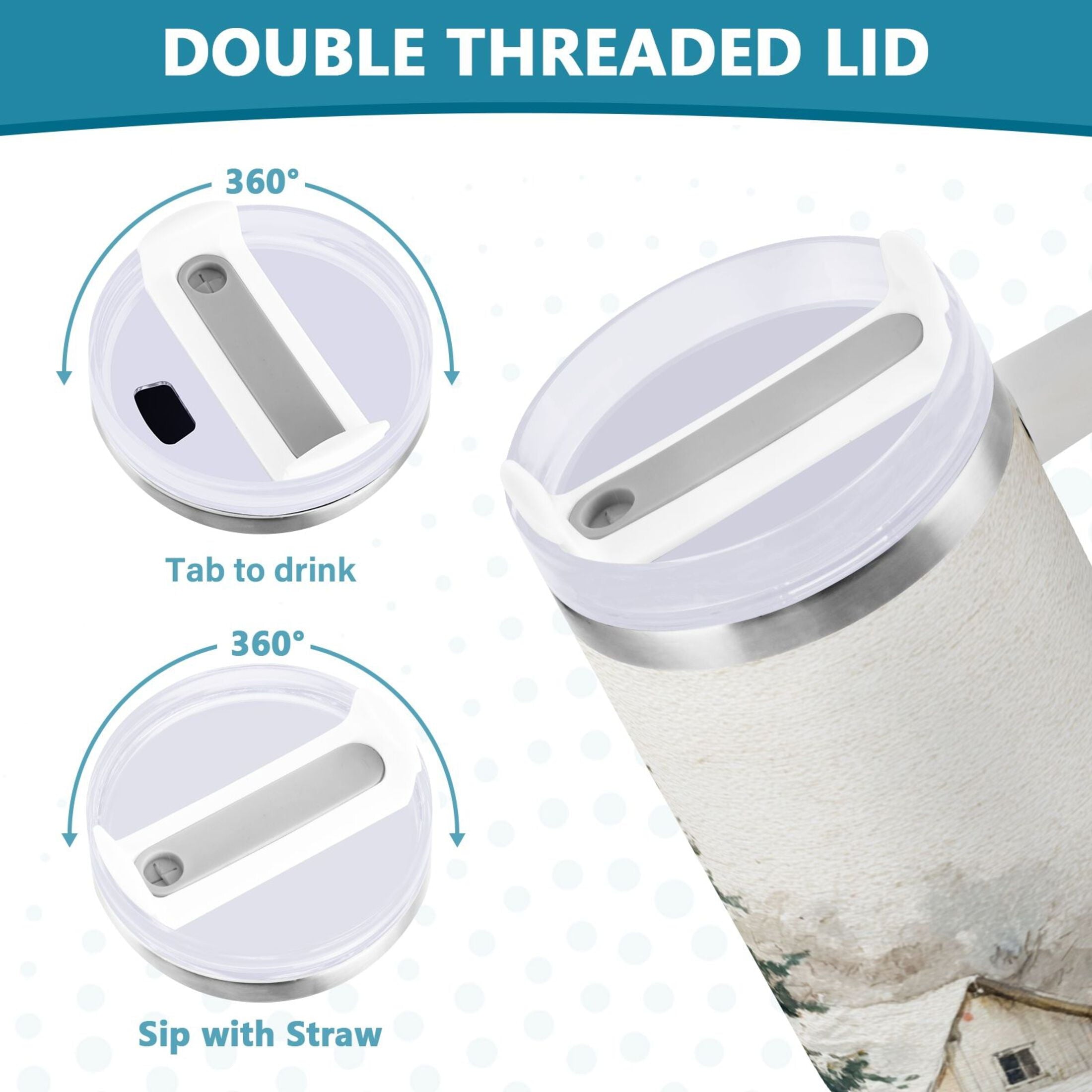 30 oz Insulated Stainless Steel Tumbler Double Wall Stainless Steel Tumbler with 2-Way Drinking Truck with Christmas Decorations M657B
