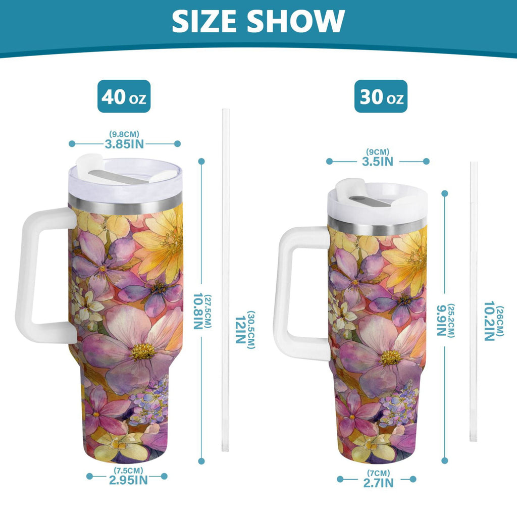 30 oz Insulated Stainless Steel Tumbler Double Wall Stainless Steel Tumbler with 2-Way Drinking Summer Blossoms M540T