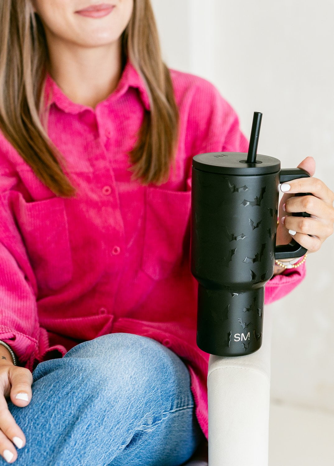 Simple Modern 30 fl oz Insulated Stainless Steel Trek Tumbler with Straw Lid | Seaglass Sage and Cream Checkmate M690W