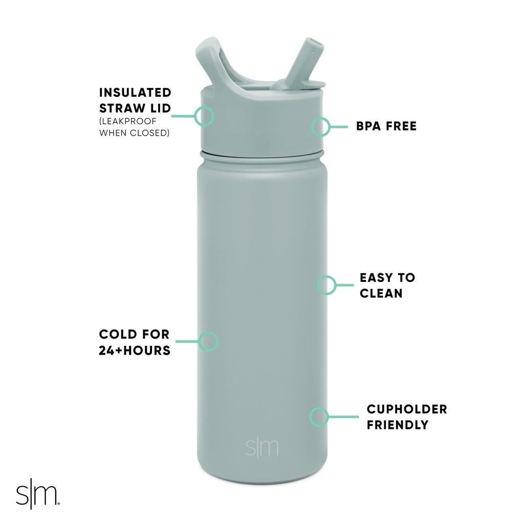 Simple Modern Summit Water Bottle Straw Lid Vacuum Insulated Stainless Steel Bottle | 18 fl oz M685T