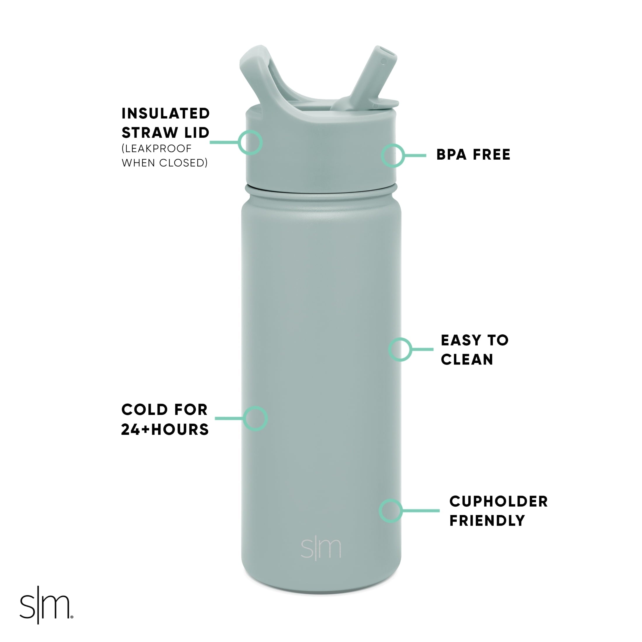 Simple Modern Summit Water Bottle Straw Lid Vacuum Insulated Stainless Steel Bottle | 18 fl oz M685T
