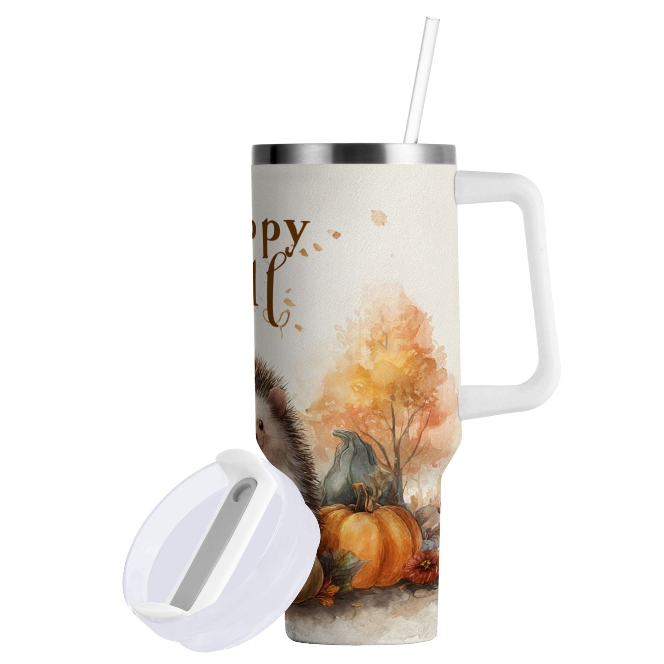 30 oz Insulated Stainless Steel Tumbler Double Wall Stainless Steel Tumbler with 2-Way Drinking Cute Little Hedgehog M625J