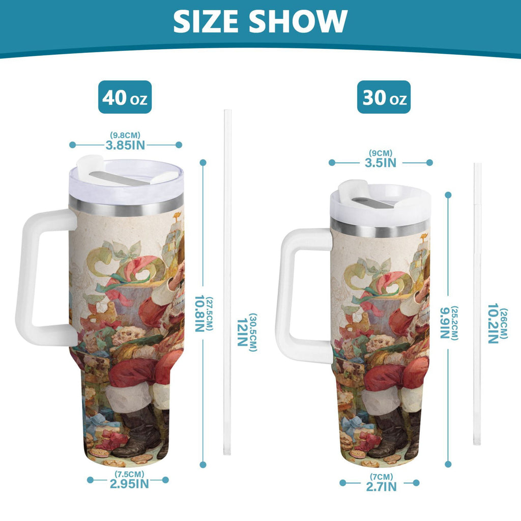 30 oz Insulated Stainless Steel Tumbler Double Wall Stainless Steel Tumbler with 2-Way Drinking Santa Claus Sitting in Chair M682M