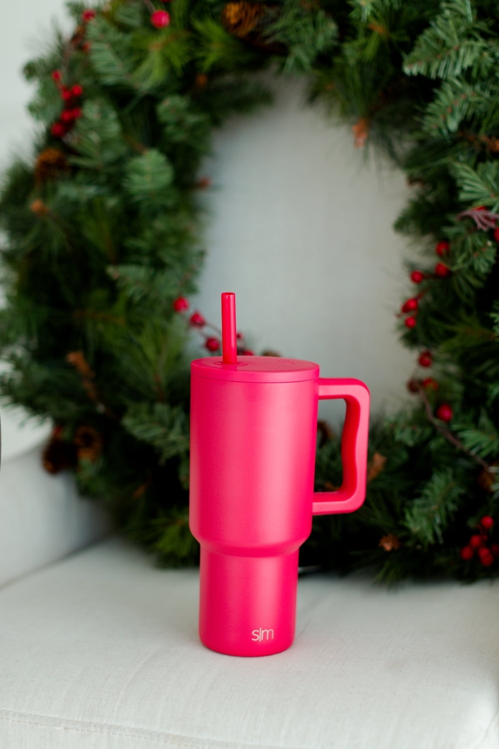 Simple Modern 30 fl oz Insulated Stainless Steel Trek Tumbler with Straw Lid | Seaglass Sage and Cream Checkmate M690W