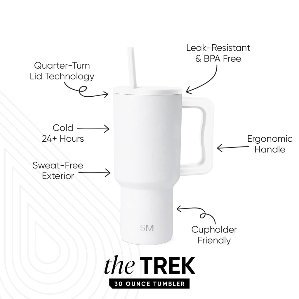 Simple Modern 30 fl oz Insulated Stainless Steel Trek Tumbler with Straw Lid | Seaglass Sage and Cream Checkmate M690W