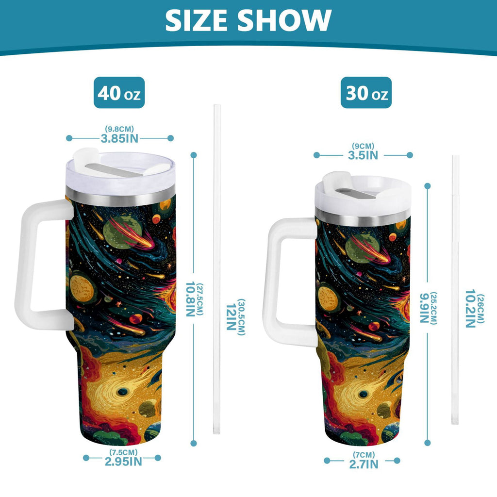 40 oz Insulated Stainless Steel Tumbler Double Wall Stainless Steel Tumbler with 2-Way Drinking Swirling Galaxy M496J