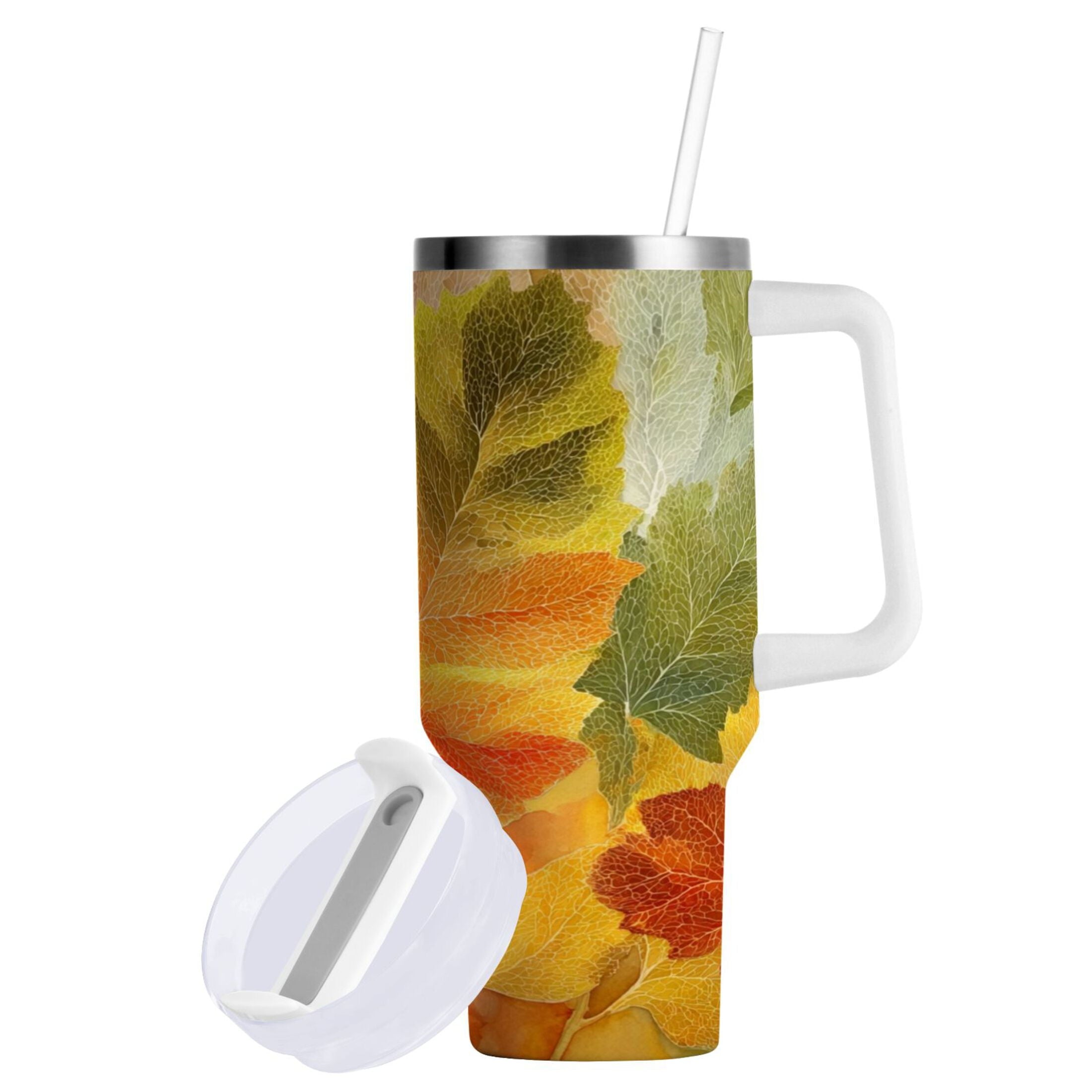 30 oz Insulated Stainless Steel Tumbler Double Wall Stainless Steel Tumbler with 2-Way Drinking Various Shades Autumn Leaves M590J