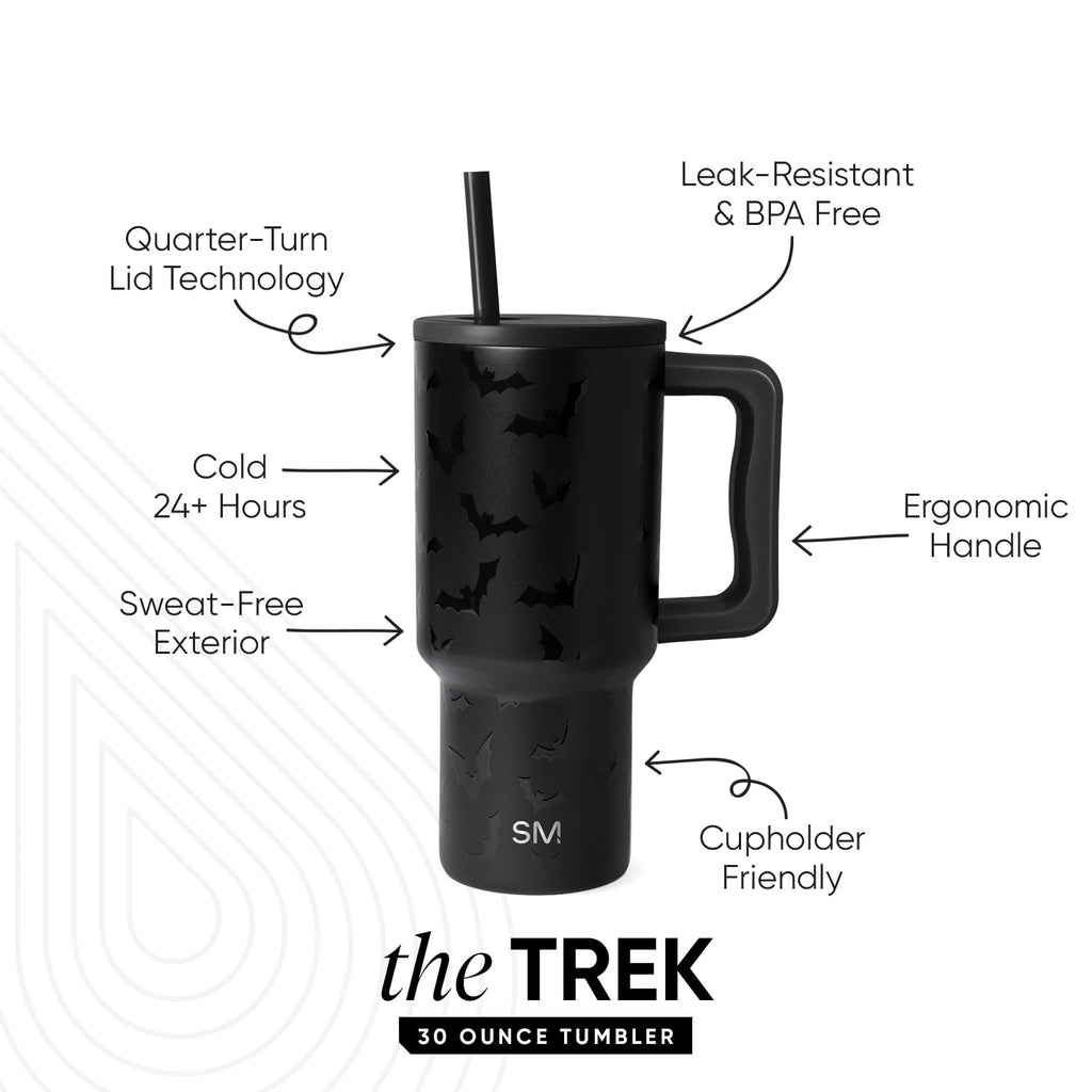 Simple Modern 30 fl oz Insulated Stainless Steel Trek Tumbler with Straw Lid | Seaglass Sage and Cream Checkmate M690W
