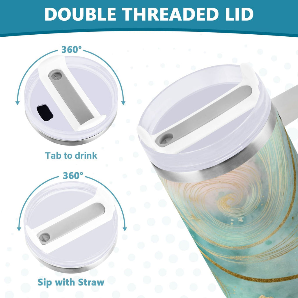 30 oz Insulated Stainless Steel Tumbler Double Wall Stainless Steel Tumbler with 2-Way Drinking Beautiful Swirling Lines M509S