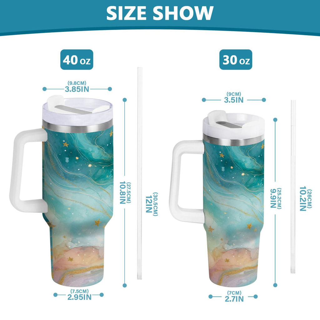 40 oz Insulated Stainless Steel Tumbler Double Wall Stainless Steel Tumbler with 2-Way Drinking Beautiful Watercolor Stars M530R